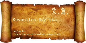 Kovacsics Mátka névjegykártya
